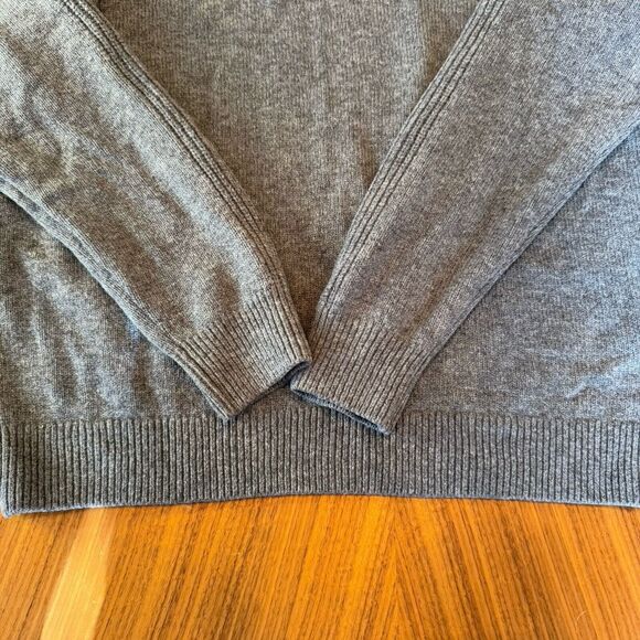 LL Bean 100% Lambs Wool Sweater Mens Large Gray Henley 3 Button Pullover EUC - Picture 9 of 12